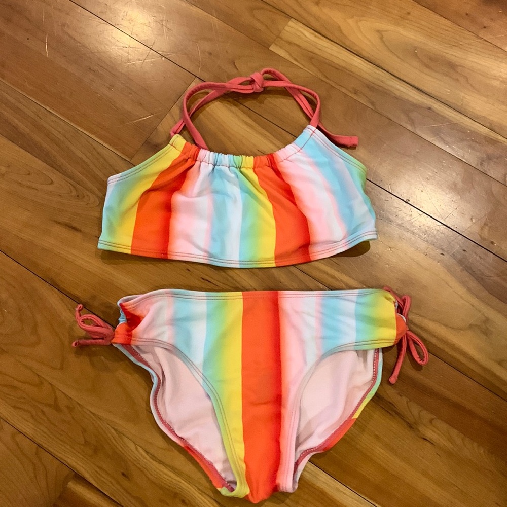 Girls rainbow art class bikini